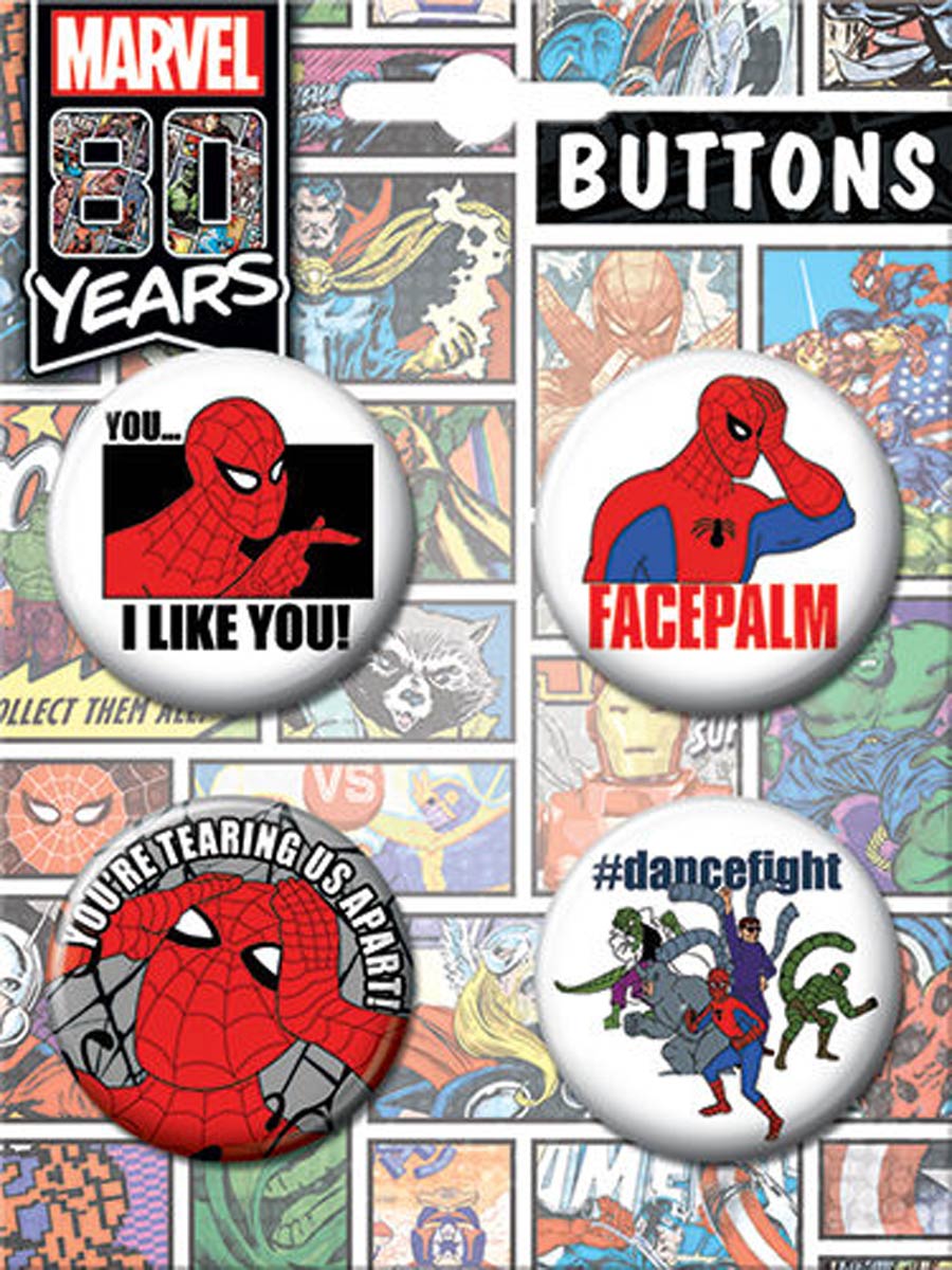 Spider-Man 60s Cartoon Carded 4-Button Set (87463BT4)