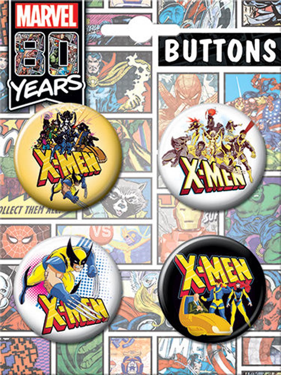 X-Men Cartoon 92 Carded 4-Button Set (87464BT4)