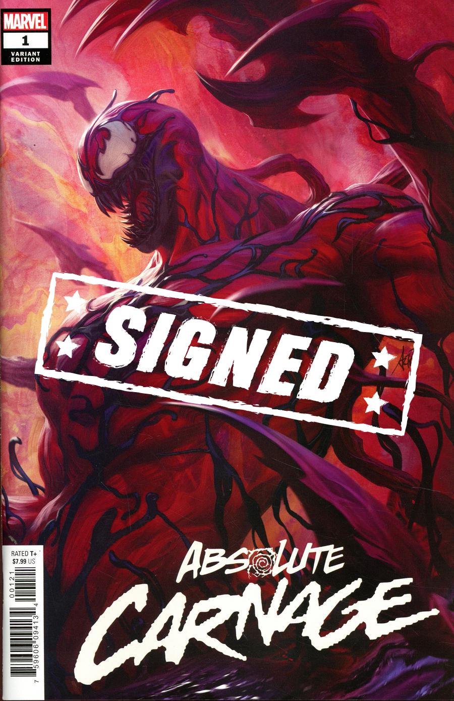 Absolute Carnage #1 Cover S Variant Stanley Artgerm Lau Cover Signed By Ryan Stegman