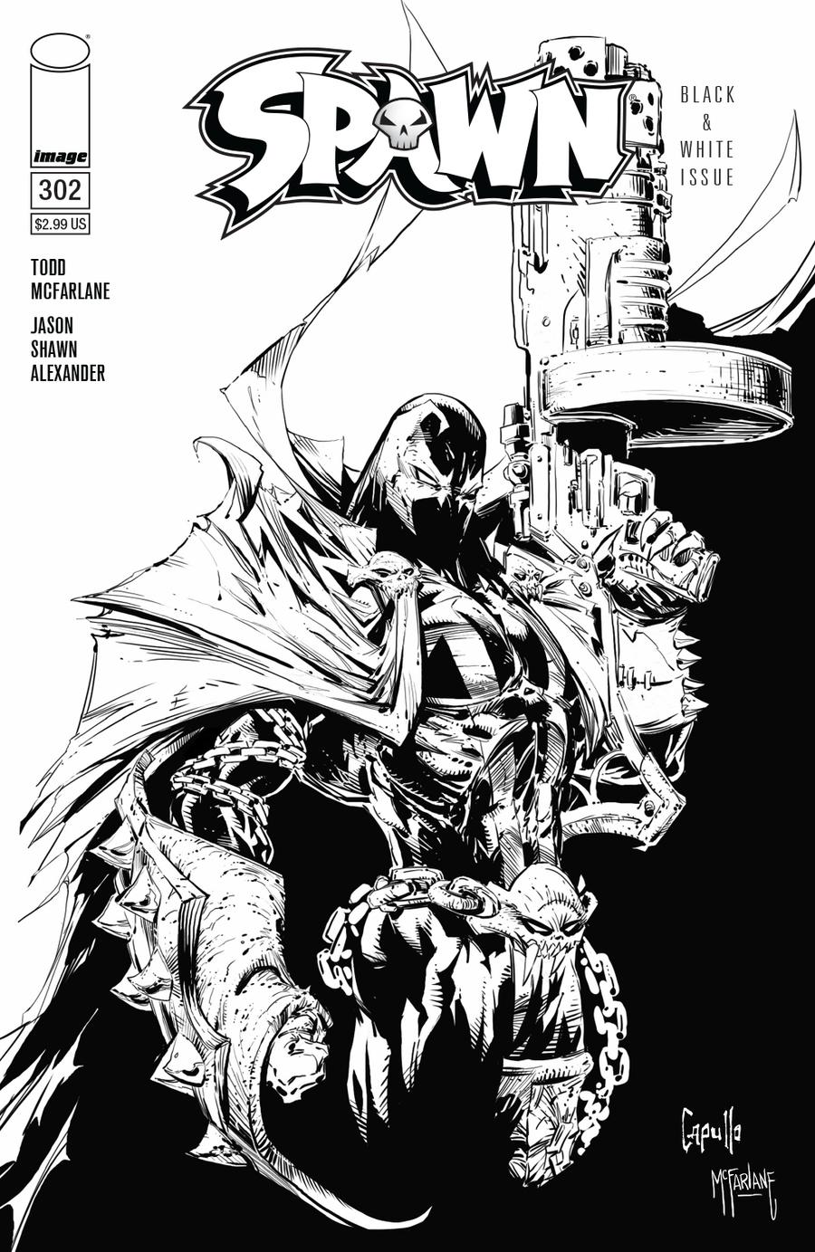 Spawn #302 Cover C Variant Greg Capullo & Todd McFarlane Black & White Cover