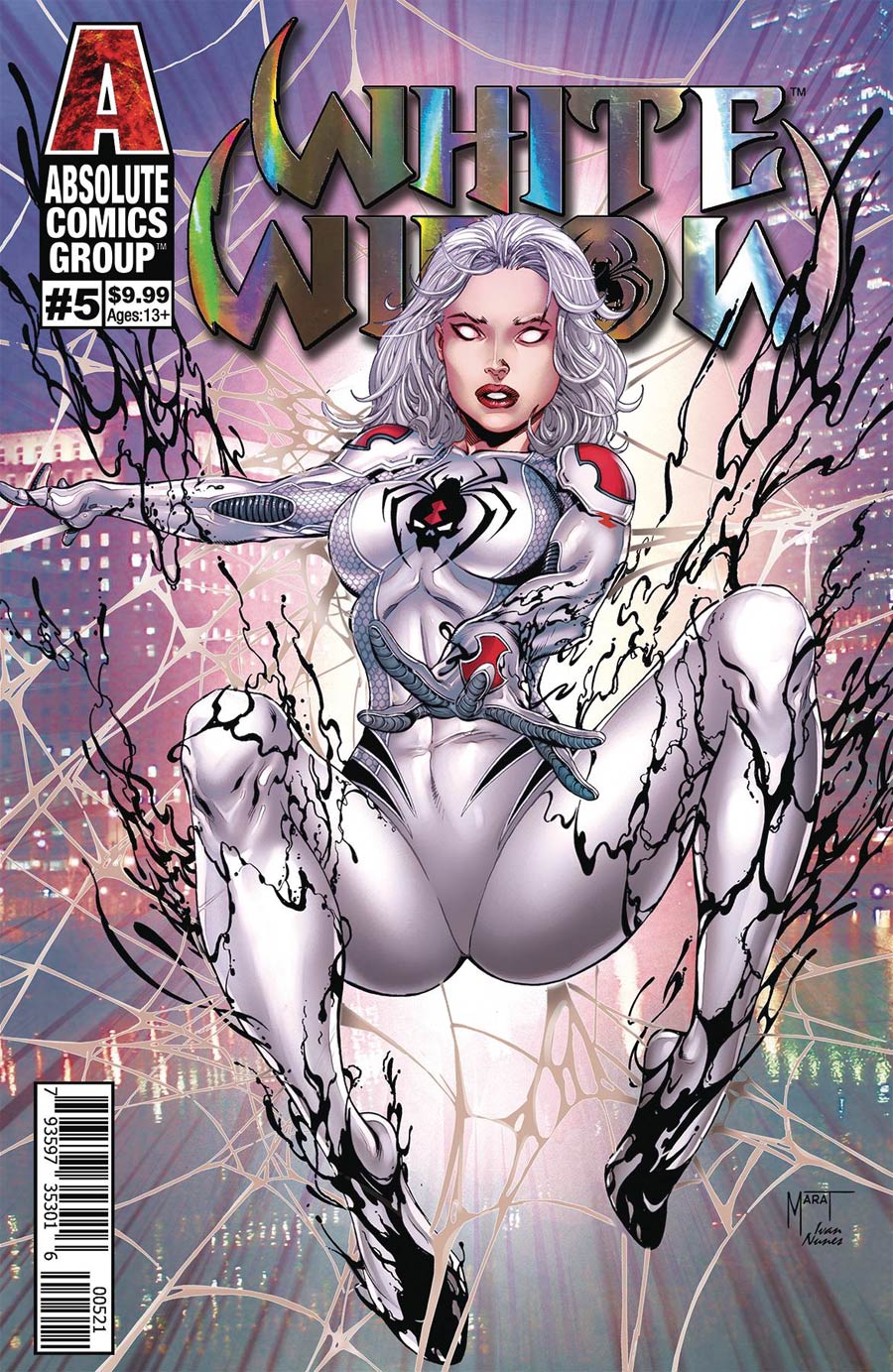 White Widow (Absolute Comics Group) #5 Cover B Variant Marat Mychaels Silver Holographic Foil Logo Cover