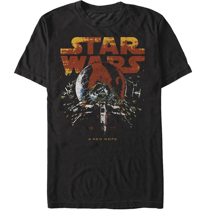 Star Wars Cosmic Vader Logo Black T-Shirt Large