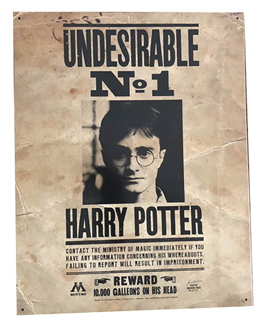 Harry Potter Tin Sign - Number One Undesirable 12x16