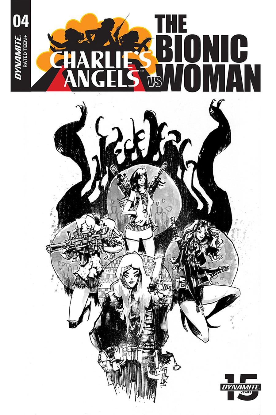 Charlies Angels vs The Bionic Woman #4 Cover C Incentive Jim Mahfood Black & White Cover