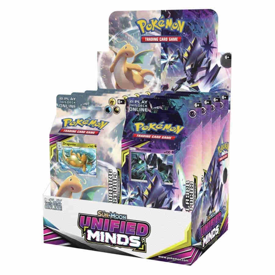 Pokemon TCG Unified Minds Theme Deck Display Of 8 Theme Decks