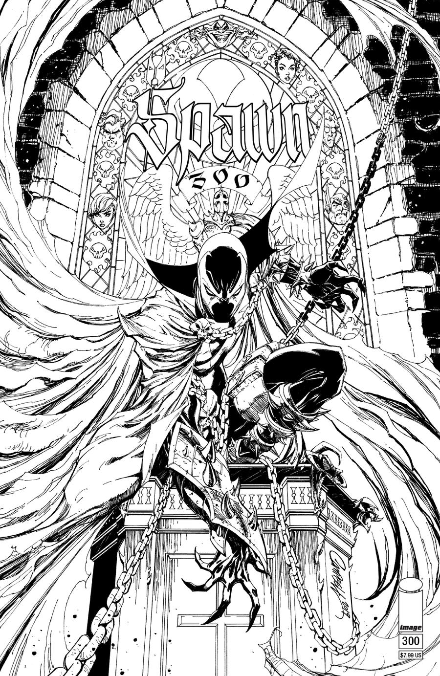 Spawn #300 Cover N Variant J Scott Campbell Black & White Cover