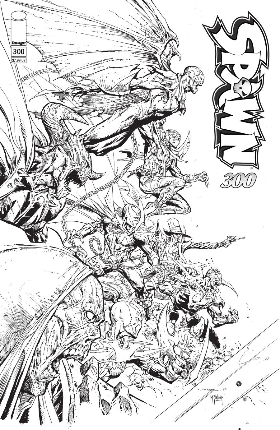 Spawn #300 Cover P Variant Jerome Opena Black & White Cover