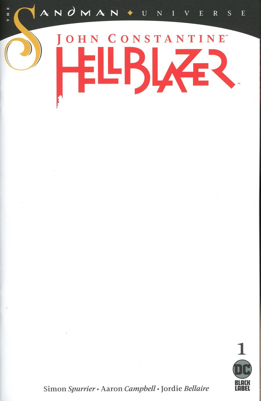 John Constantine Hellblazer #1 Cover C Variant Blank Cover