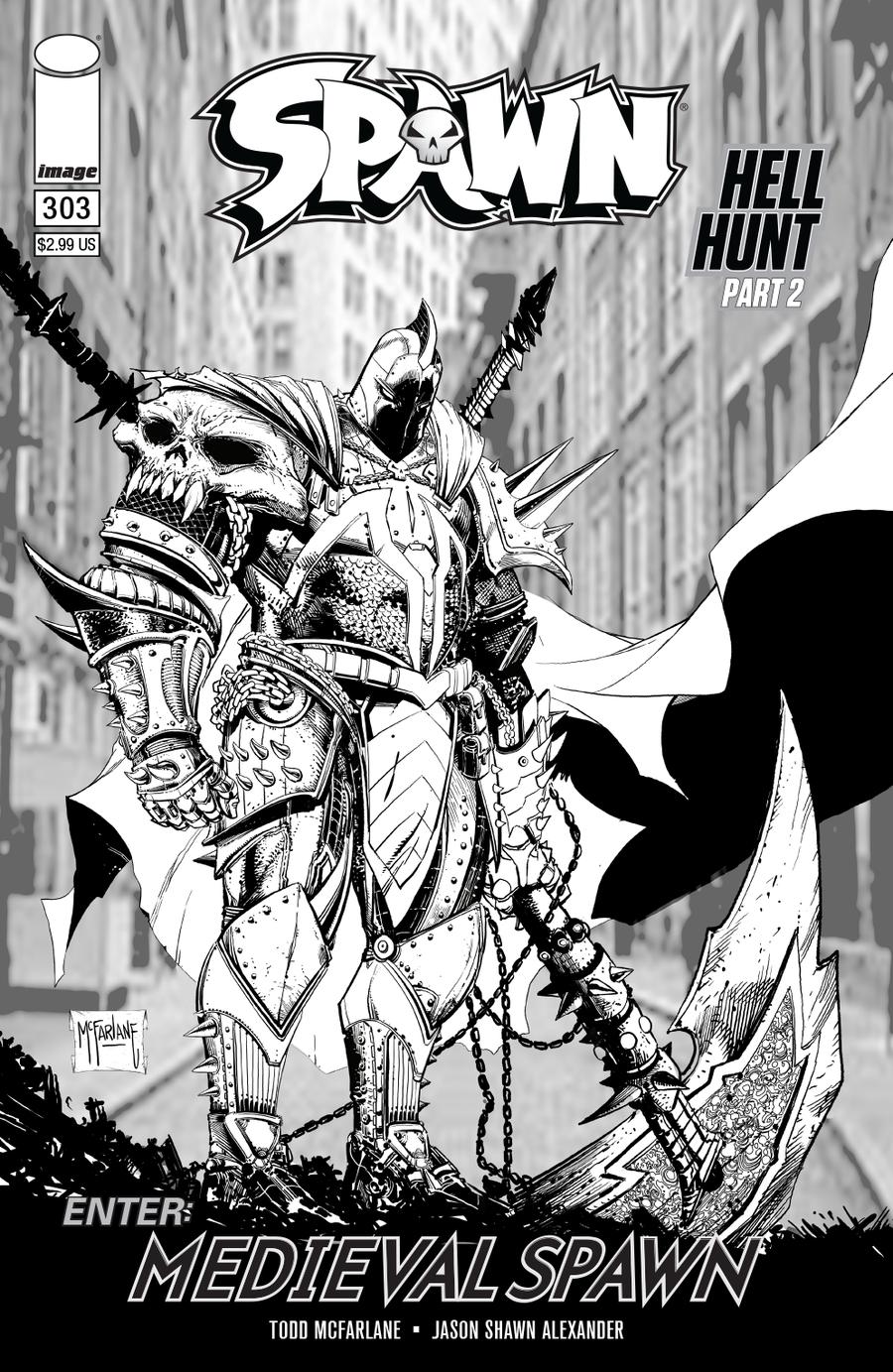 Spawn #303 Cover C Variant Todd McFarlane Black & White Edition