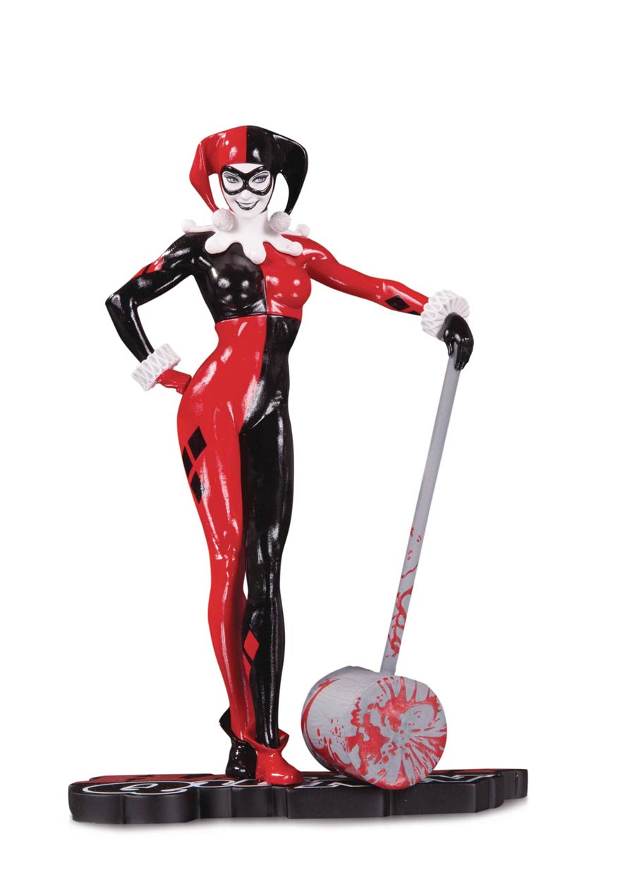 Harley Quinn Red White And Black Statue By Adam Hughes