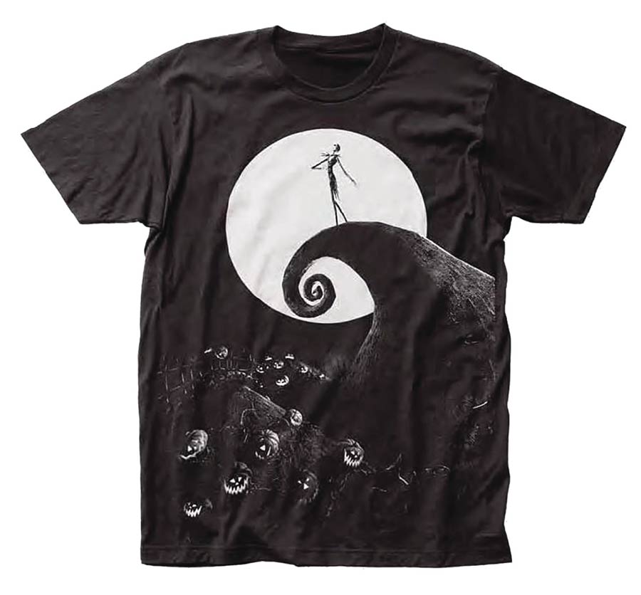 Nightmare Before Christmas Poster Black T-Shirt Large