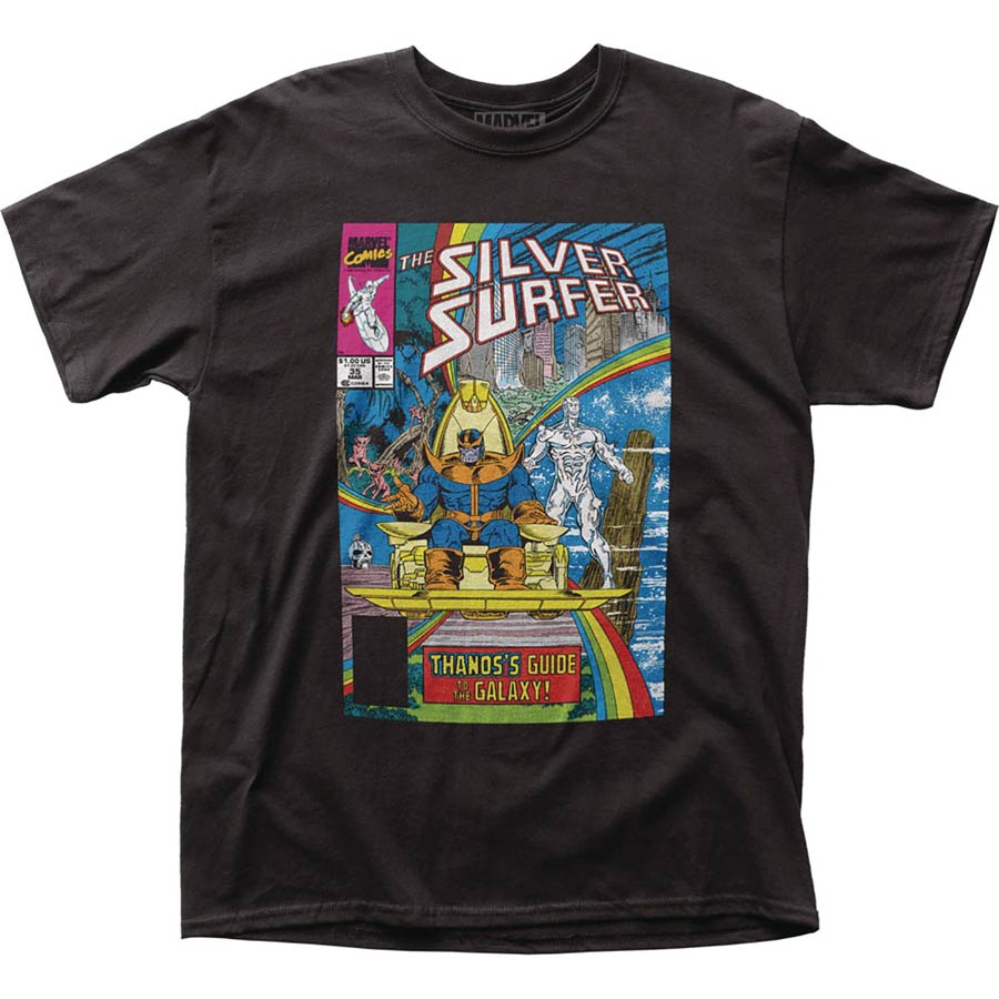 Silver Surfer Guide To The Galaxy Black T-Shirt Large