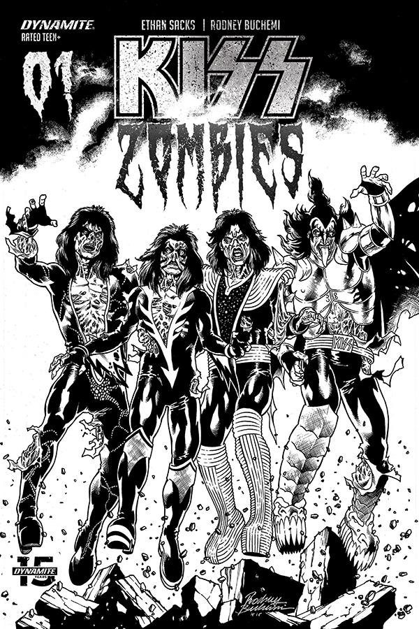 KISS Zombies #1 Cover L Incentive Rodney Buchemi Black & White Cover