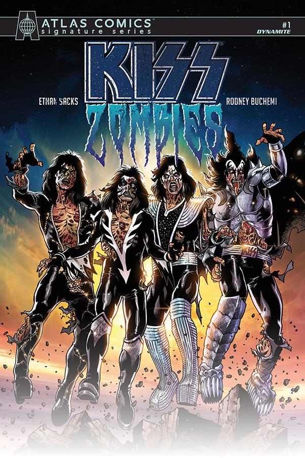 KISS Zombies #1 Cover T Variant Rodney Buchemi Cover Atlas Comics Signature Series Signed By Ethan Sacks