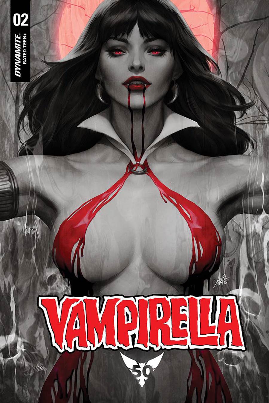 Vampirella Vol 8 #2 Cover T Ultra-Limited Stanley Artgerm Lau Blood Moon Cover With Dress