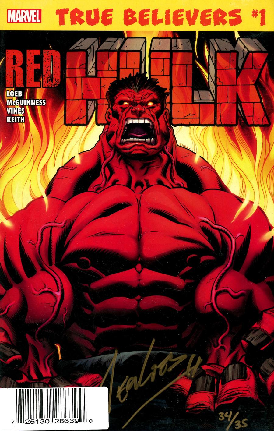True Believers Hulk Red Hulk #1 Cover B DF Signed By Jeph Loeb