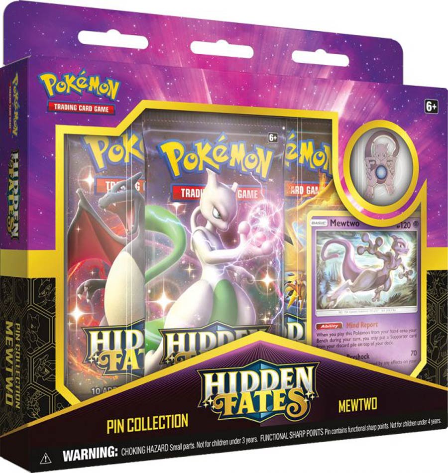 Pokemon TCG Hidden Fates Mewtwo Pin Box