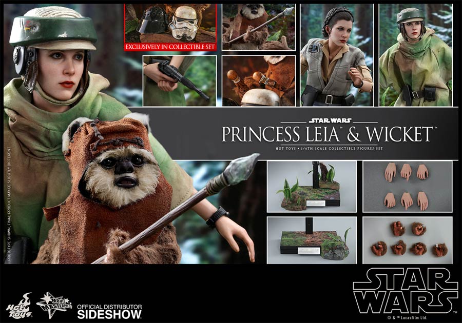 Star Wars Return Of The Jedi Princess Leia And Wicket Sixth Scale Figure Set