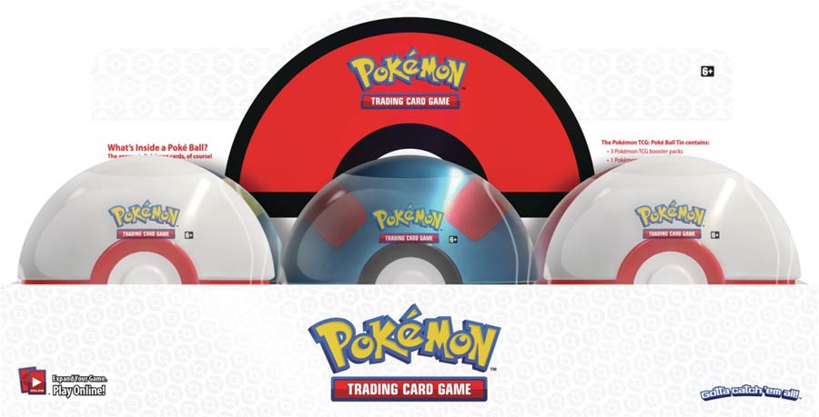 Pokemon TCG Fall 2019 Poke Ball Tin Display Of 6 Tins