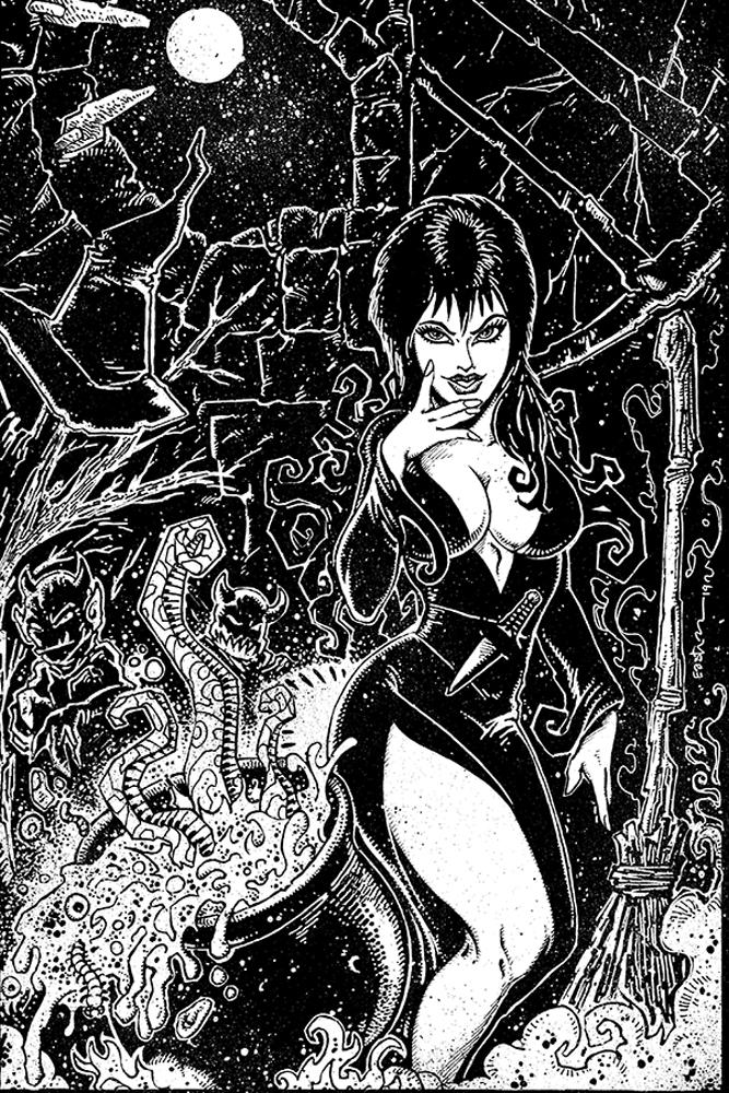 Elvira Mistress Of The Dark Vol 2 #9 Cover J Incentive Kevin Eastman Black & White Virgin Cover