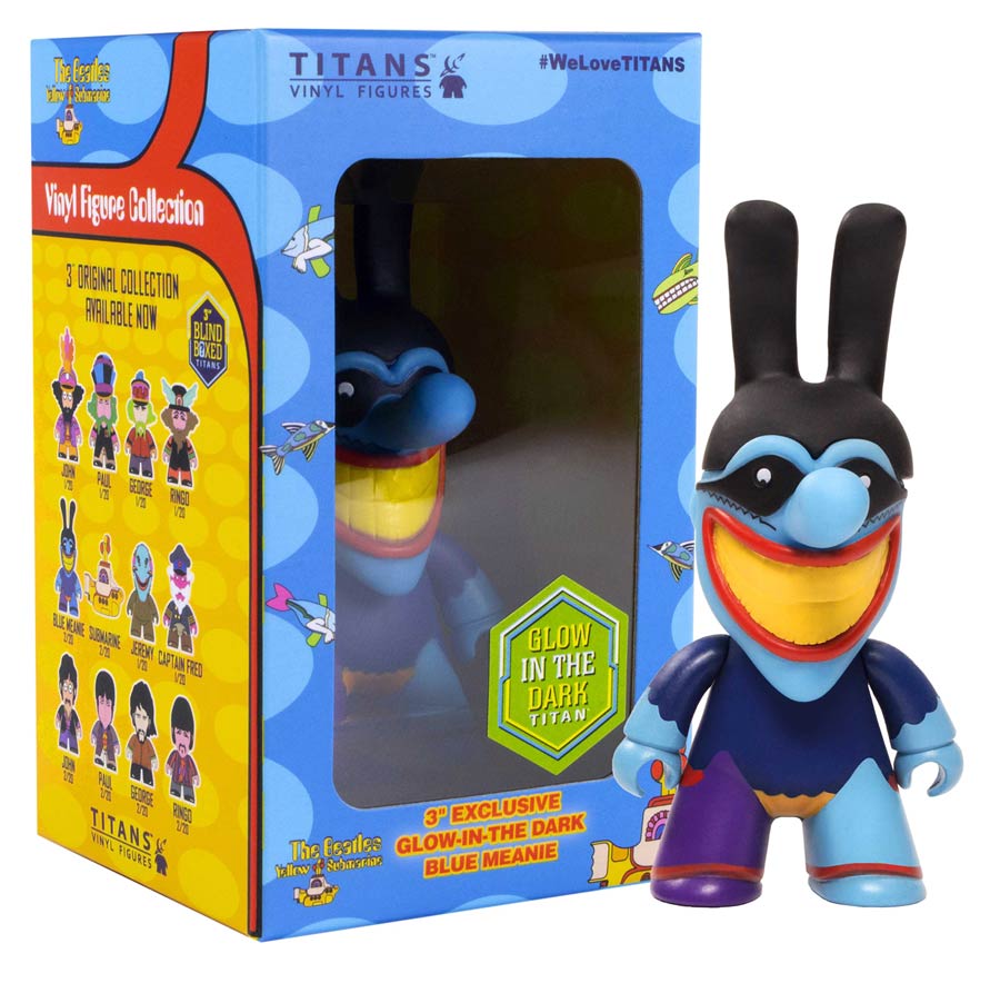 Beatles Yellow Submarine Titans Glow-In-The-Dark Blue Meanie 3-Inch Con Exclusive Vinyl Figure