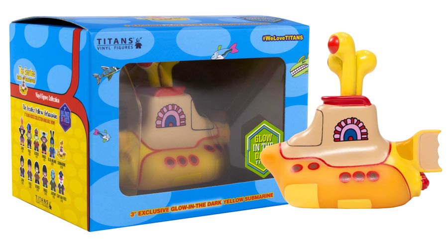 Beatles Yellow Submarine Titans Yellow Submarine Glow-In-The-Dark 3-Inch Con Exclusive Vinyl Figure