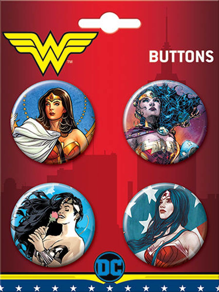 DC Comics Wonder Woman Carded 4-Button Set (87788BT4)