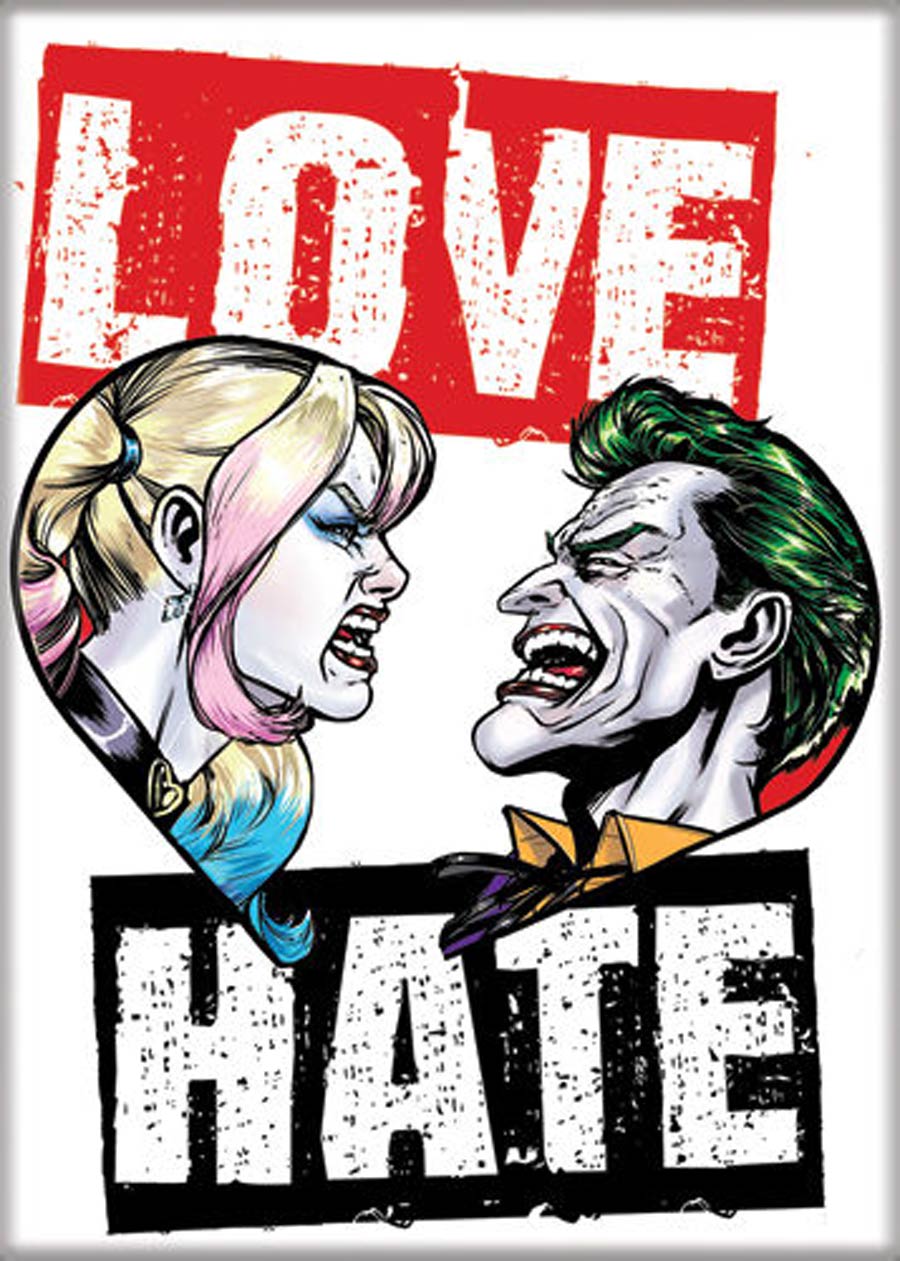 DC Comics Harley Quinn And Joker 2.5x3.5-inch Magnet Love Hate (73427DC)