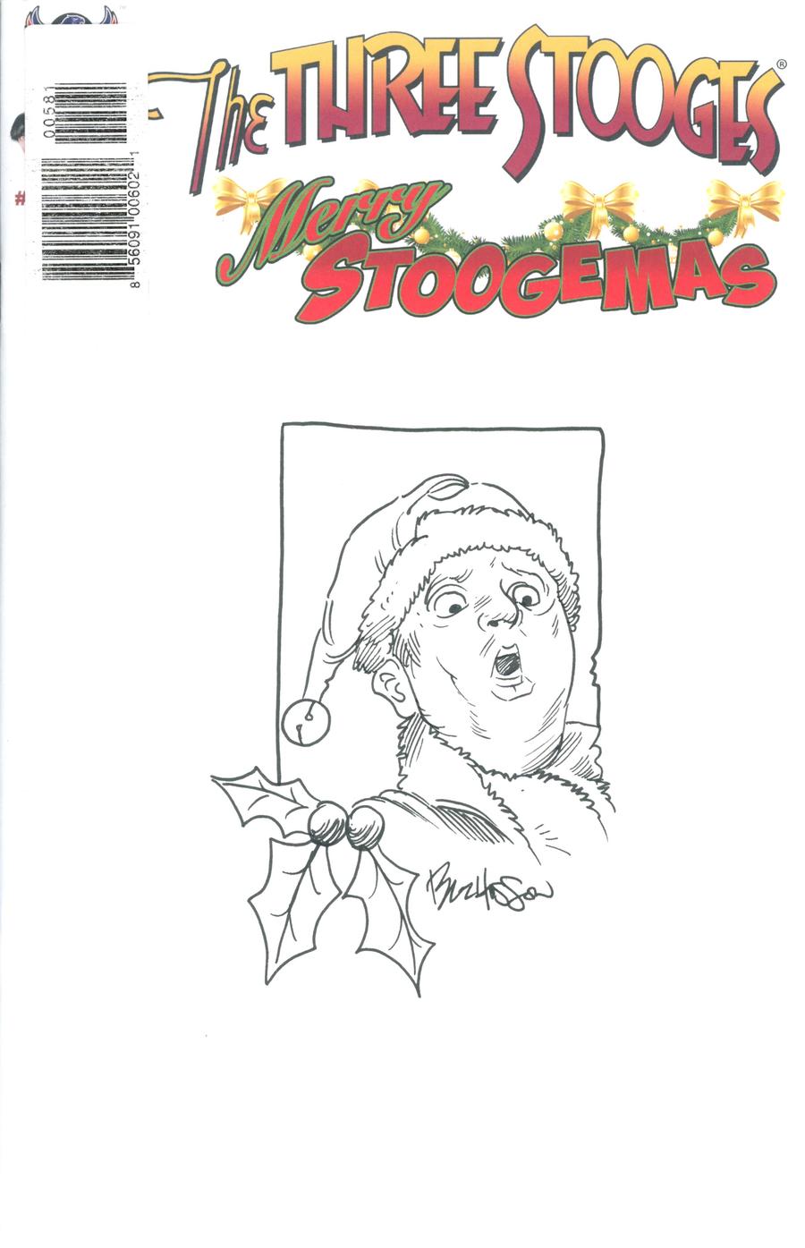 Three Stooges Merry Stoogemas Cover G Buz Hasson Hand-Drawn Sketch Cover (Filled Randomly)