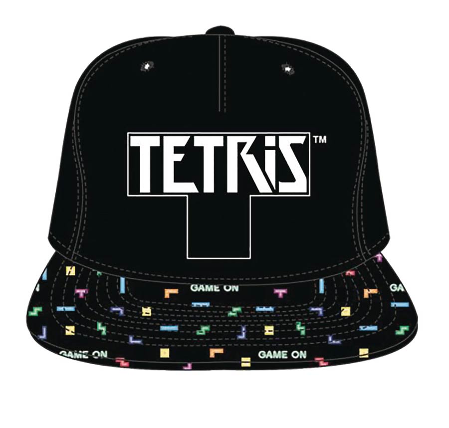 Tetris Tetrimino Blocks Black Snapback Cap