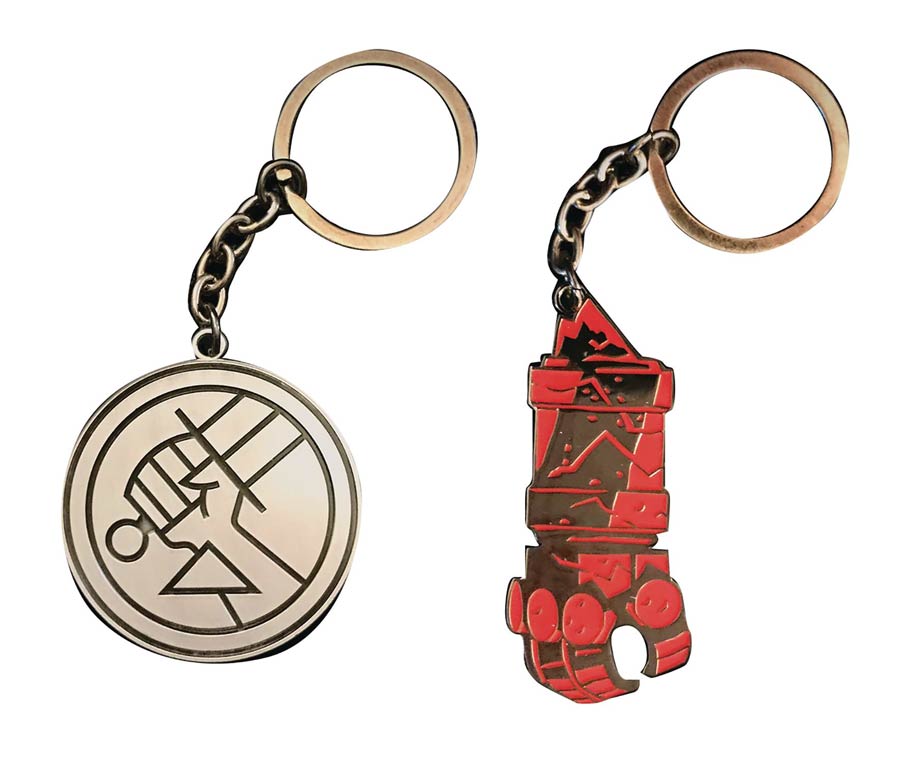 Hellboy BPRD Logo & Right Hand Of Doom Keychain 8-Piece Assortment Case