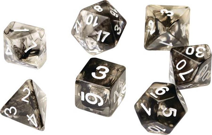 Sirius Basic Dice Set - Black Cloud Transparent Resin