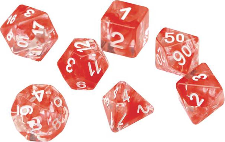 Sirius Basic Dice Set - Red Cloud Transparent Resin