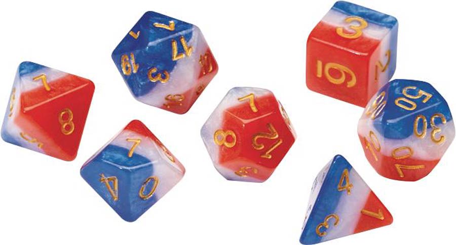 Sirius Basic Dice Set - Red White & Blue Transparent