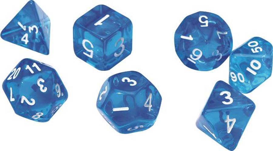Sirius Basic Dice Set - Translucent Blue Resin