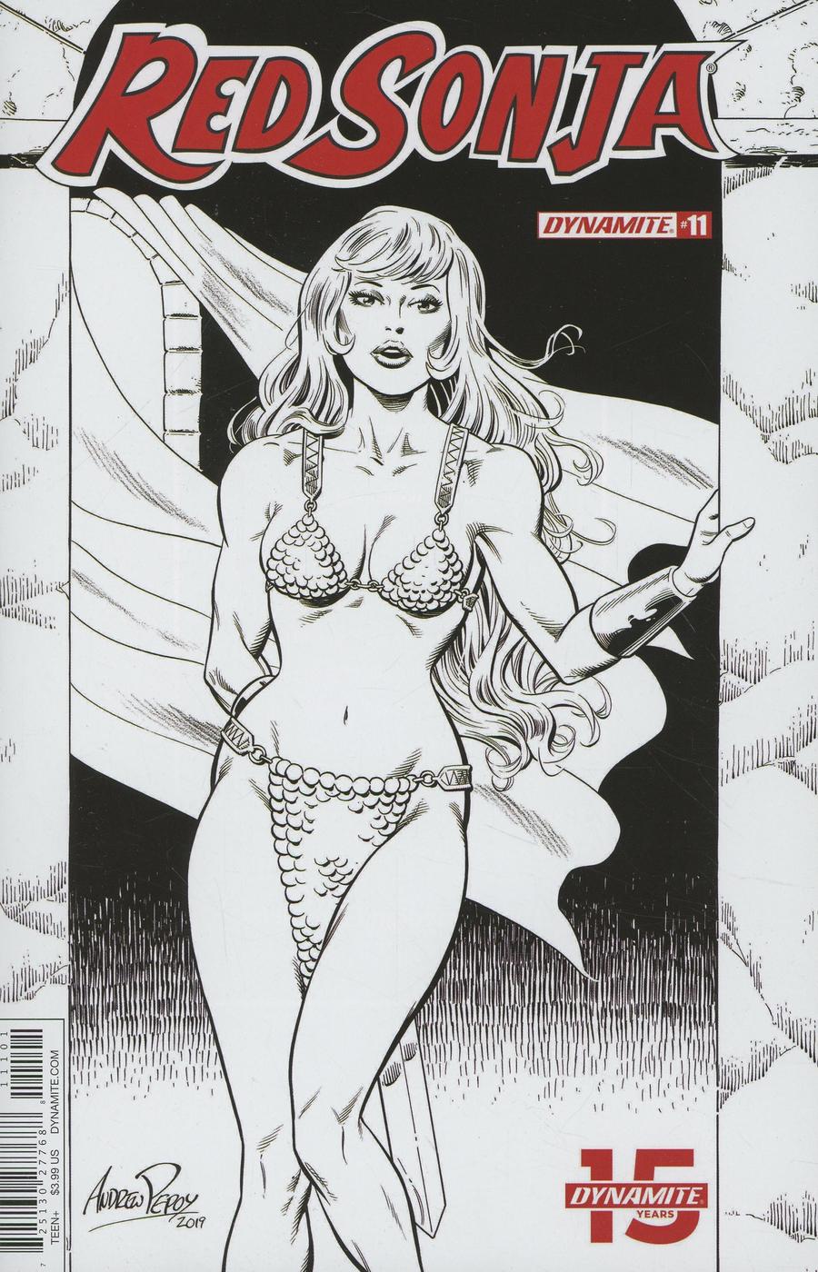 Red Sonja Vol 8 #11 Cover O Incentive Andrew Pepoy Seduction Black & White Variant Cover