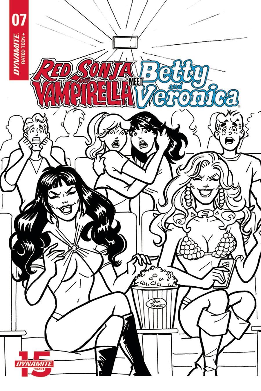 Red Sonja And Vampirella Meet Betty And Veronica #7 Cover H Incentive Dan Parent Black & White Cover