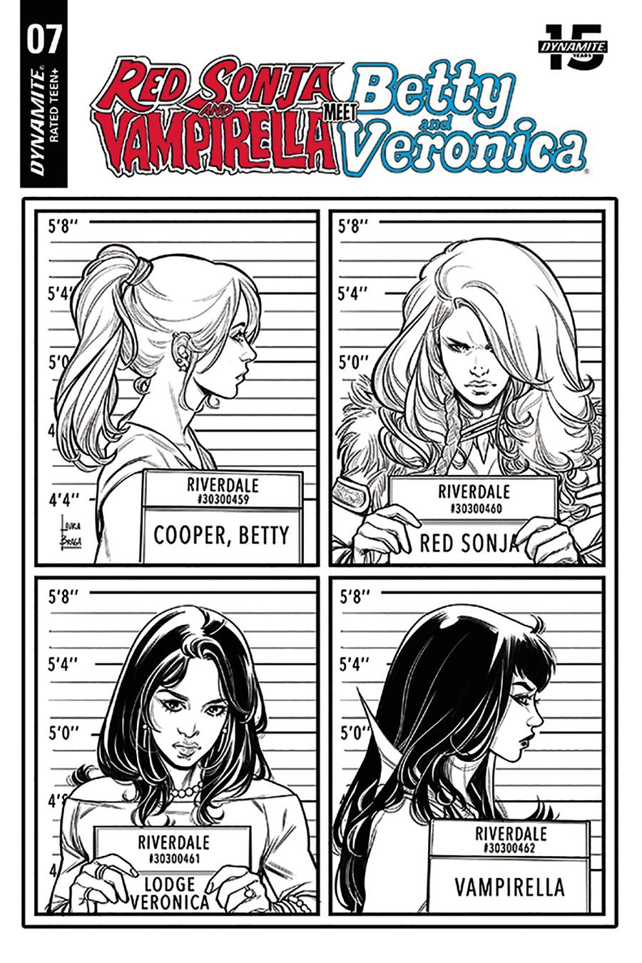 Red Sonja And Vampirella Meet Betty And Veronica #7 Cover K Incentive Laura Braga Black & White Cover