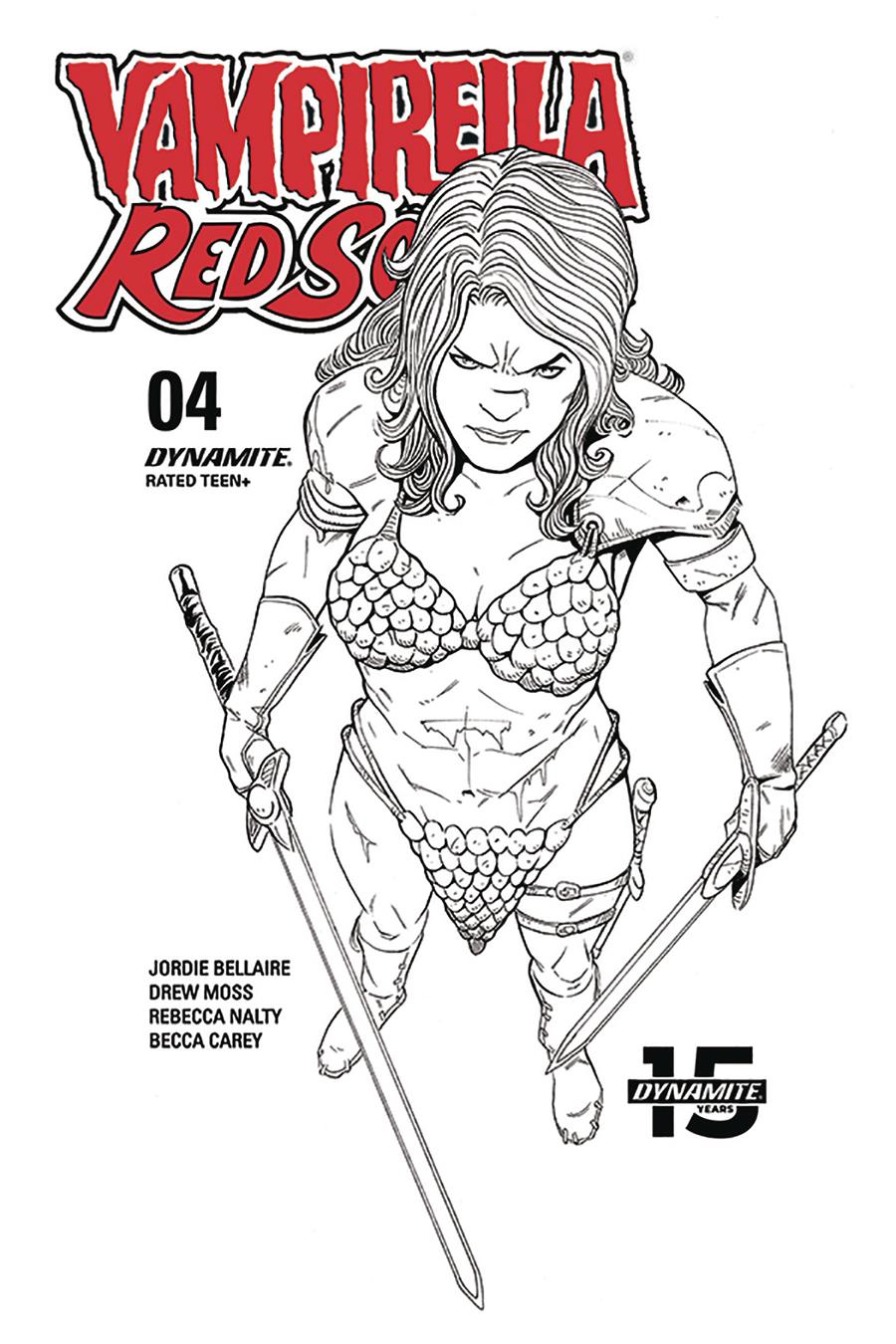 Vampirella Red Sonja #4 Cover G Incentive Drew Moss Then And Now Black & White Cover