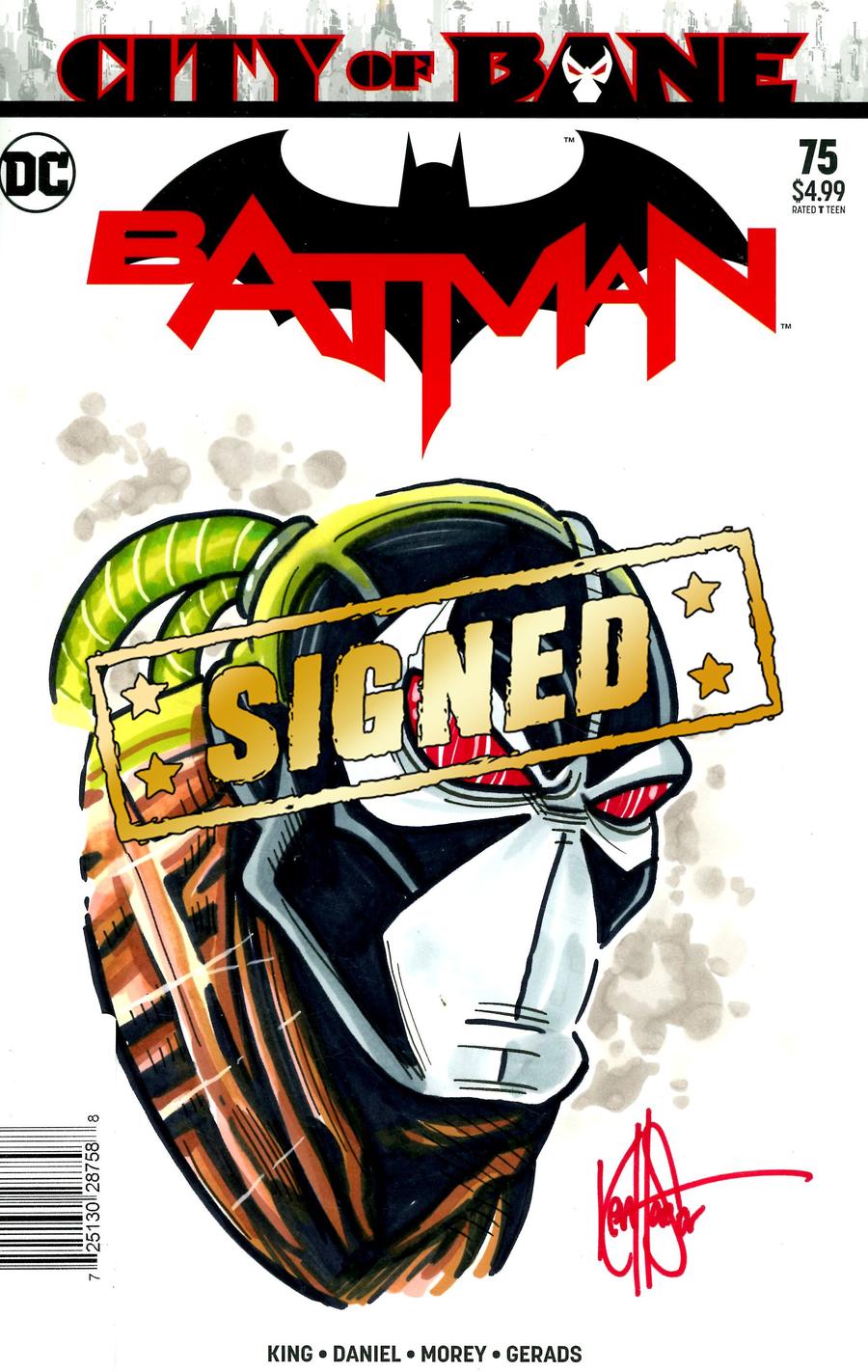 Batman Vol 3 #75 Cover H DF Signed & Remarked With A Bane Sketch By Ken Haeser