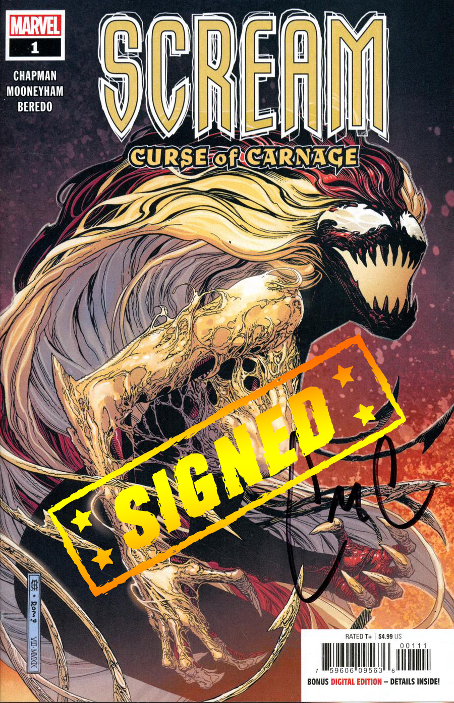 Scream Curse Of Carnage #1 Cover G Regular Jim Cheung Cover Signed By Clay McLeod Chapman (Absolute Carnage Tie-In)