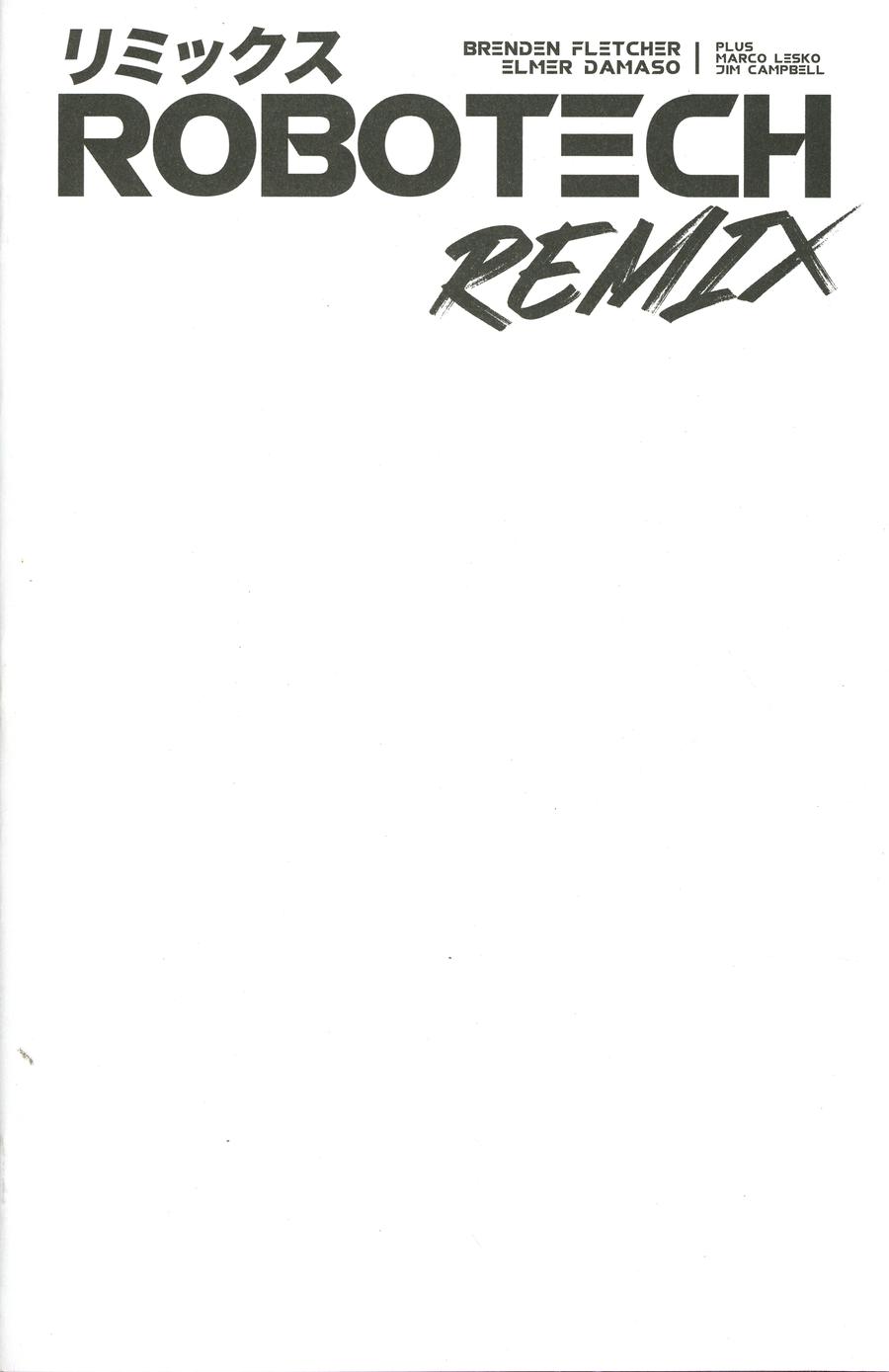 Robotech Remix #1 Cover F Variant Blank Cover