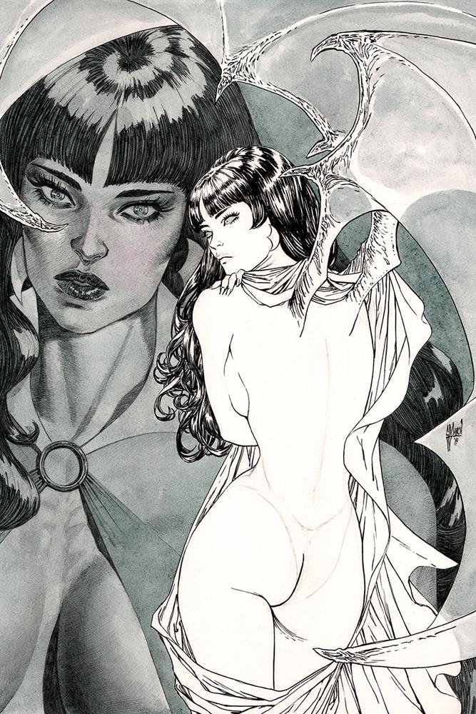 Vampirella Vol 8 #4 Cover G Incentive Guillem March Black & White Virgin Cover