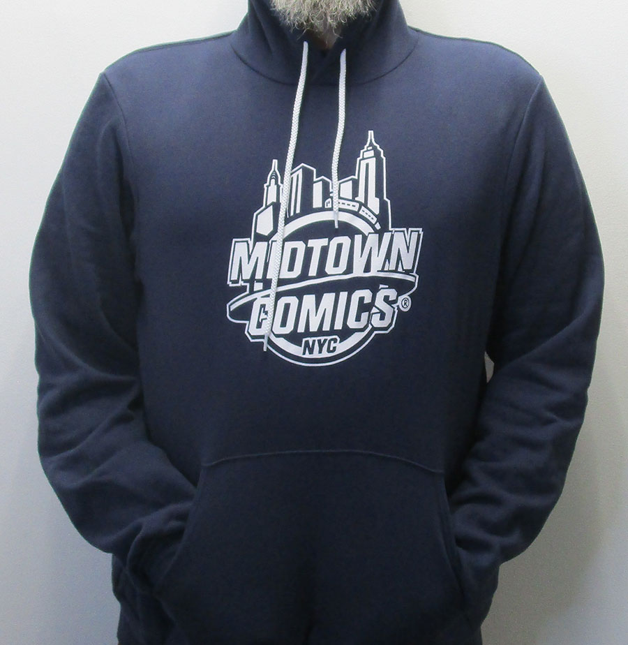 Midtown Comics White Logo Mens Navy Pullover Hoodie Large