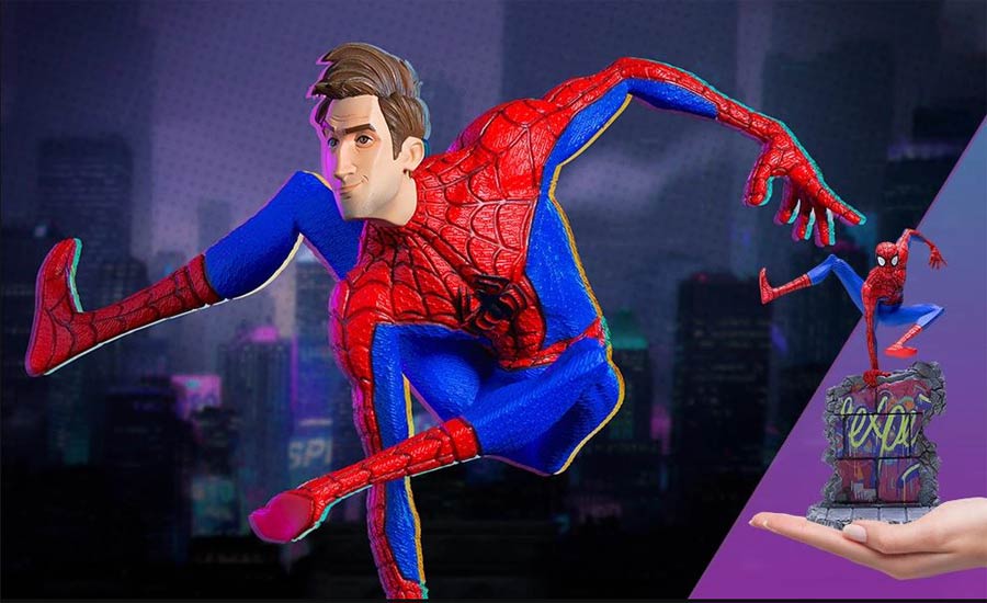 Spider-Man Into The Spider-Verse Spider-Man Peter B Parker 1/10 Scale Battle Diorama Art Scale Statue