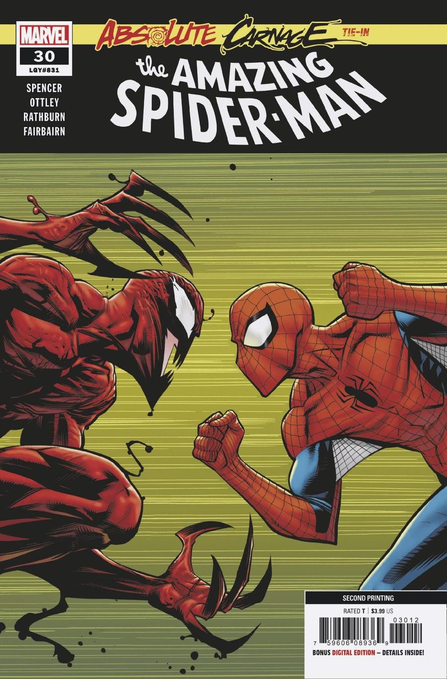 Amazing Spider-Man Vol 5 #30 Cover D 2nd Ptg Variant Ryan Ottley Cover (Absolute Carnage Tie-In)
