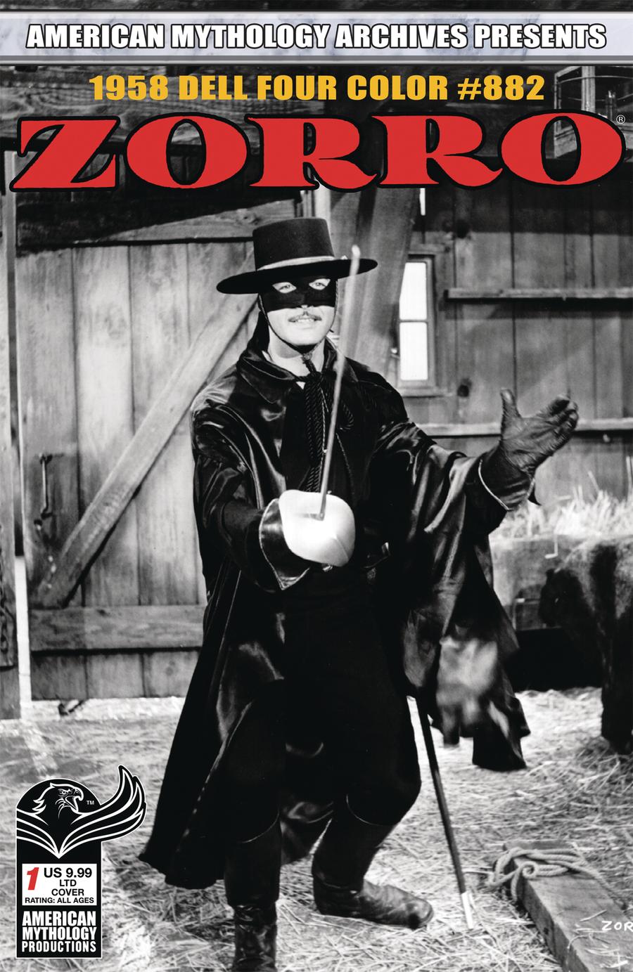 American Mythology Archives Zorro 1958 Dell Four Color #882 Cover B Limited Edition Black & White TV Photo Variant Cover