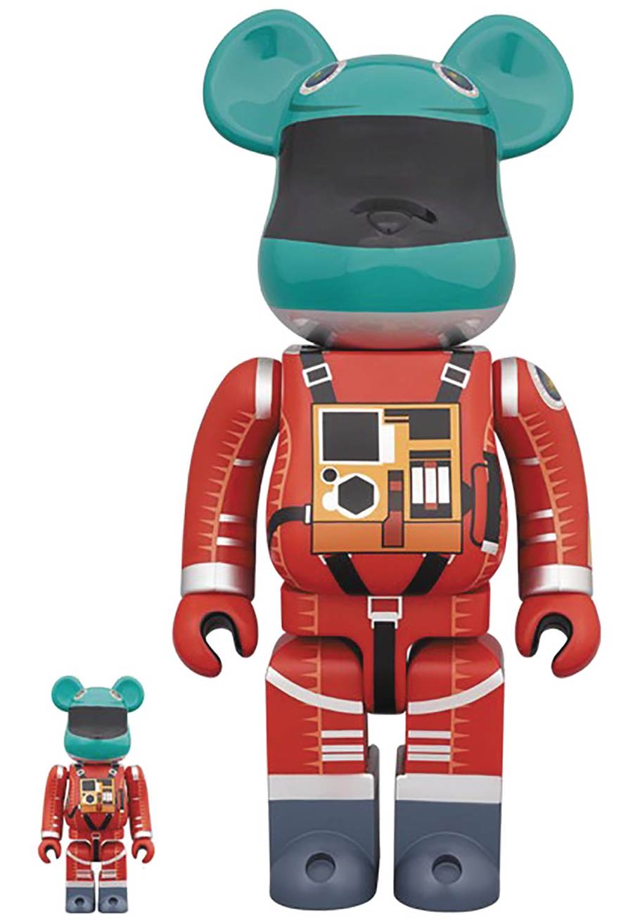 2001 A Space Odyssey Orange Space Suit 100 Percent & 400 Percent 2-Pack Bearbrick