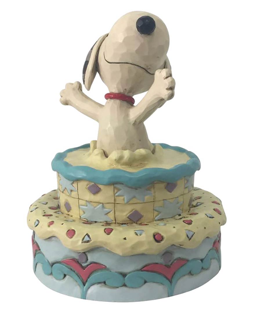 Peanuts Snoopy Jumping Out Of Cake Figurine