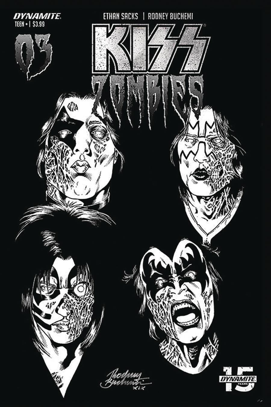 KISS Zombies #3 Cover L Incentive Rodney Buchemi Black & White Cover